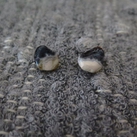 Vintage Handmade Zebra Calcite Post Earrings - Picture 8 of 10